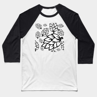 BLACK AND WHITE LEAF PATTERN | SEAMLESS PRINT WITH LEAVES FOR SUMMER Baseball T-Shirt